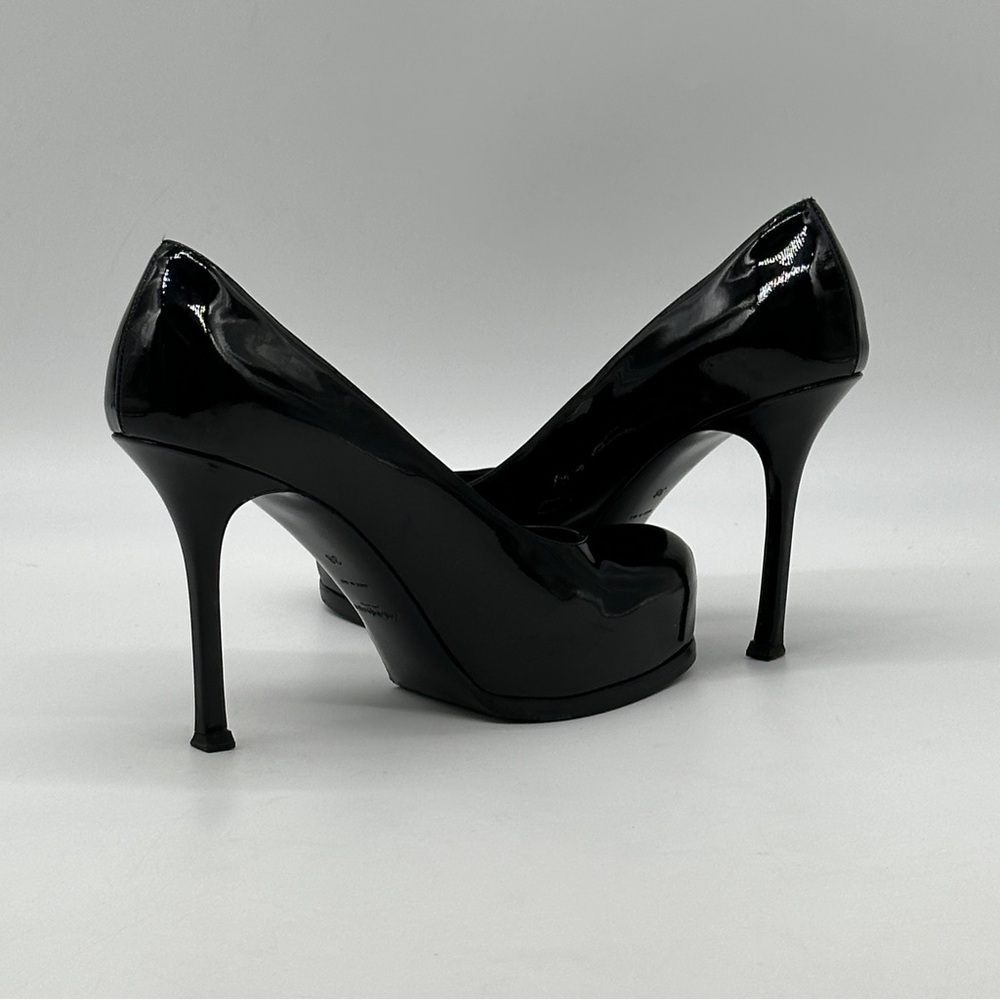 Yves Saint Laurent TRIBTOO VITELLO VERNICE SOFT 80 Black Pump. Size 8 - Picture 9 of 10